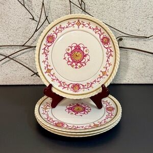 (4) Monticello by Steubenville for Herman Kupper Pink Floral Salad Dessert Plate